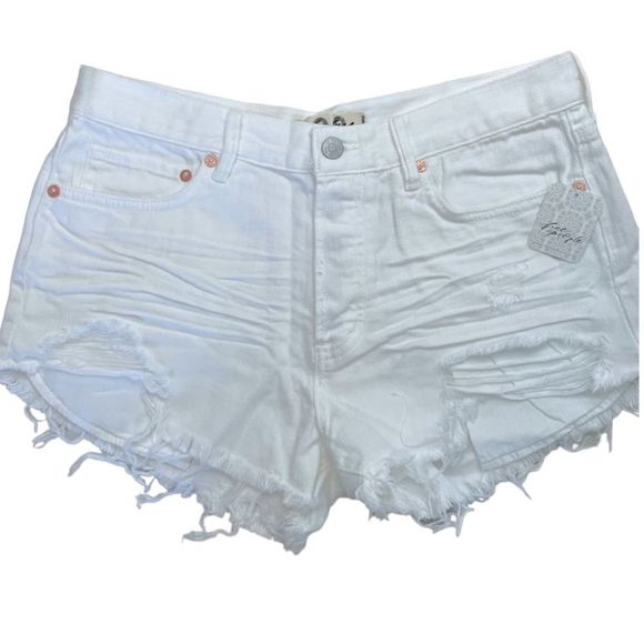 NWT Free People Loving Good Vibrations Denim Shorts In Spring White - Picture 2 of 5